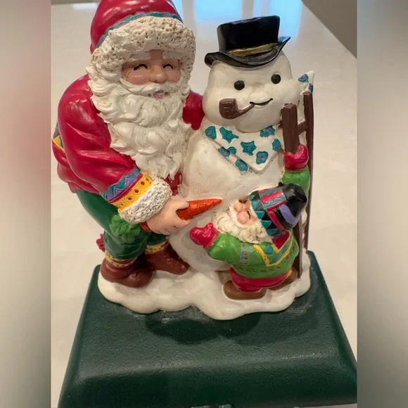 🛎️ Clearance Vtg Santa Claus With Snowman Stocking Holder Hanger Christmas - Picture 3 of 7